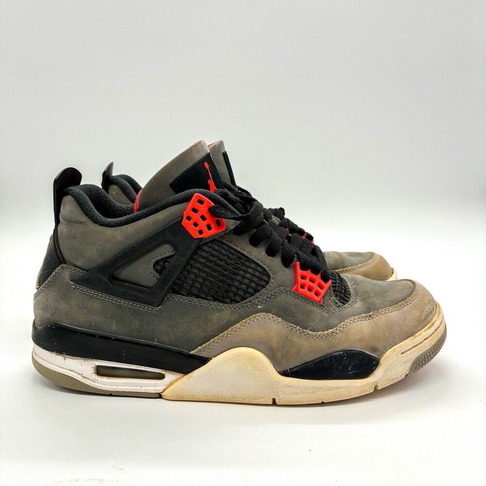 Nike Air Jordan 4 Retro Infrared Men's Size 9.5 Grey Black Red DH6927-061 USED